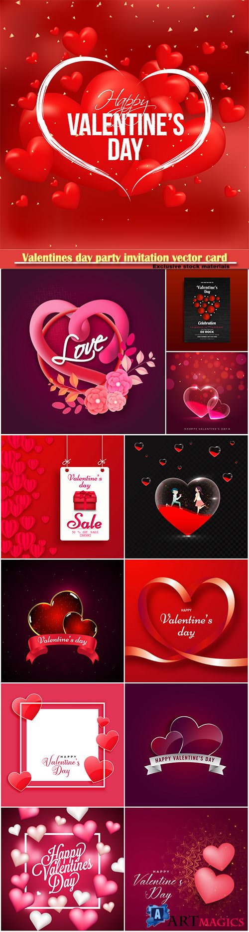 Valentines day party invitation vector card # 22