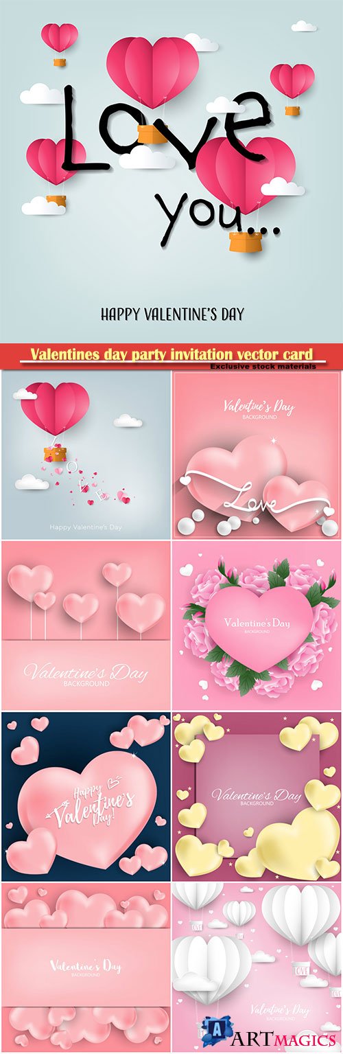 Valentines day party invitation vector card # 25