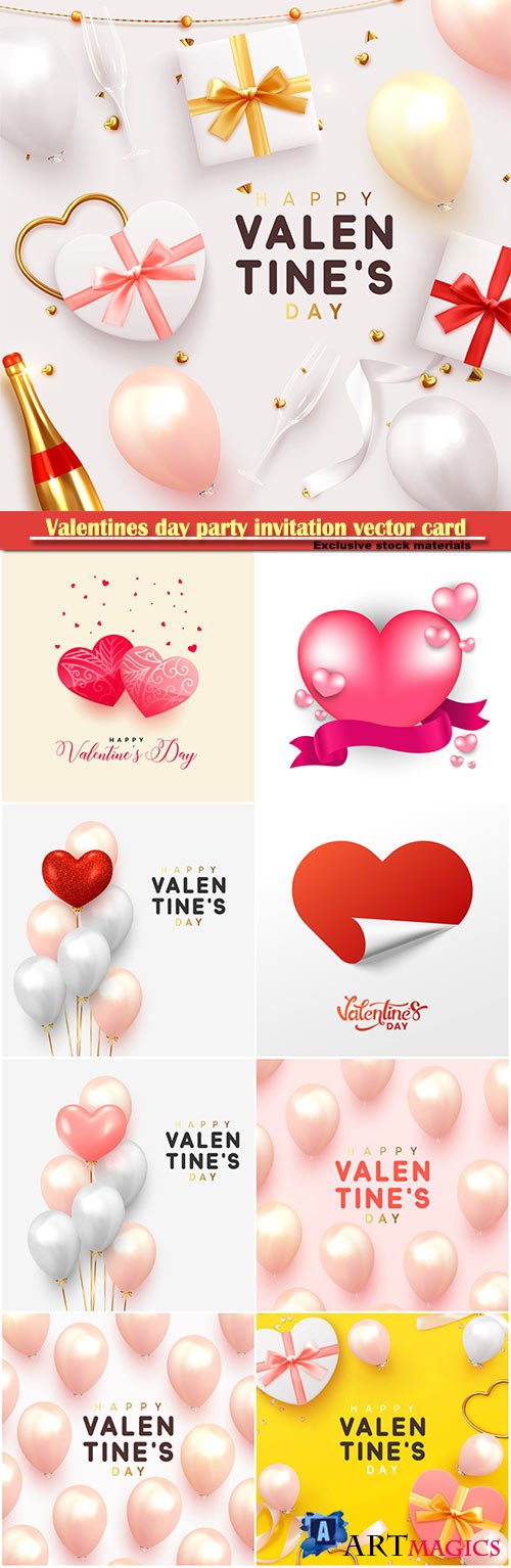 Valentines day party invitation vector card # 32