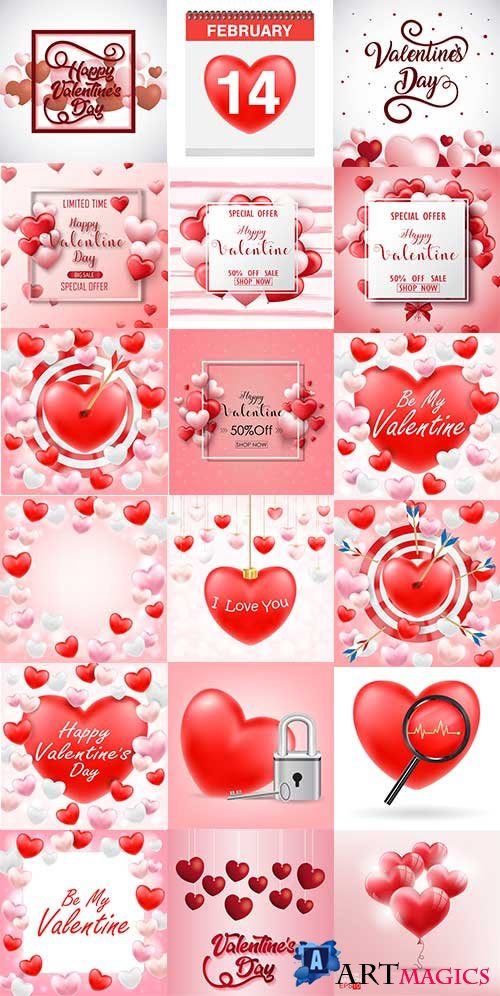     - 8 -   / Romantic heart backgrounds - 8 - Vector Graphics