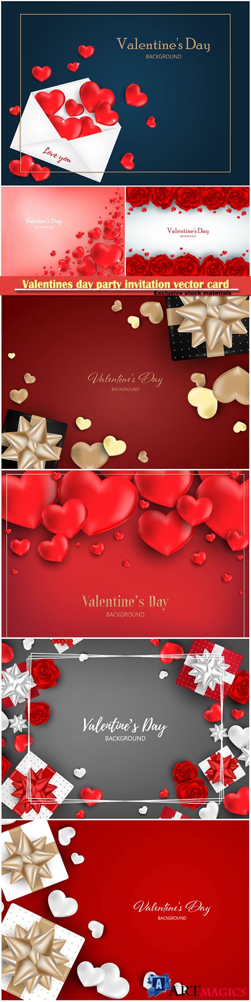 Valentines day party invitation vector card # 39