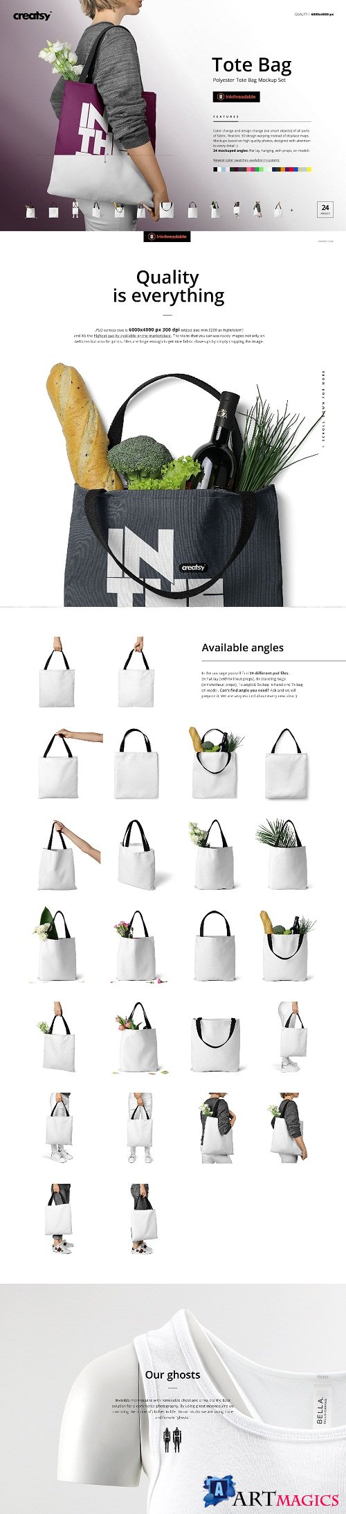 Polyester Tote Bag Mockup Set - 3418422