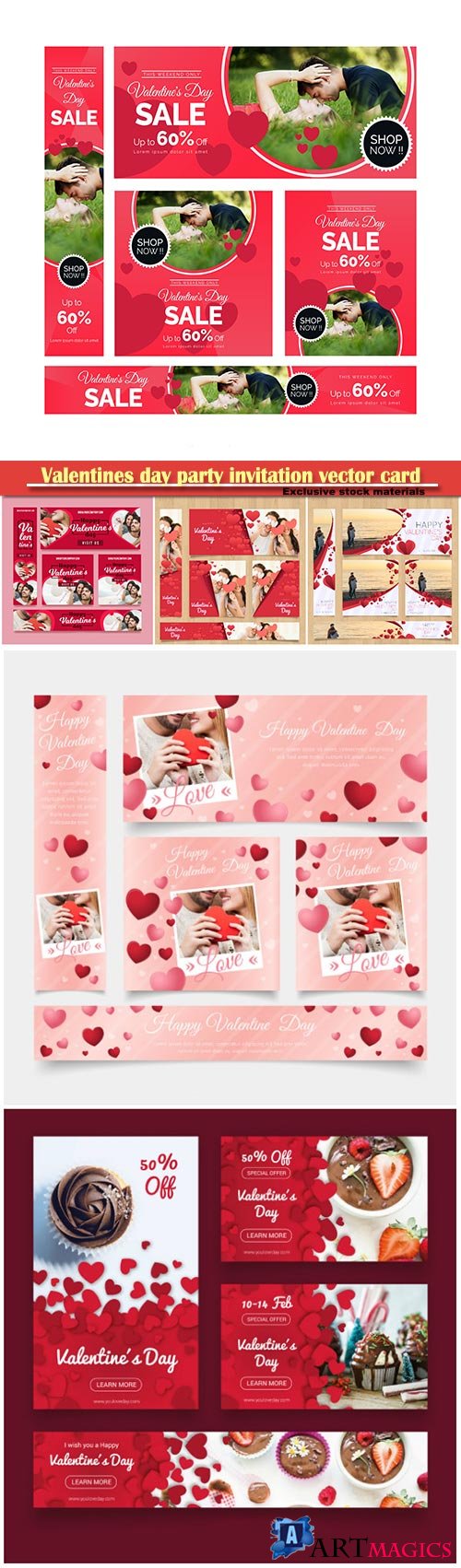 Valentines day party invitation vector card # 55