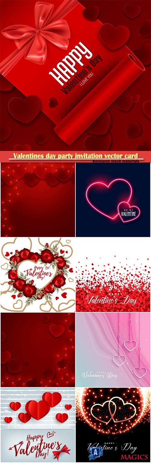 Valentines day party invitation vector card # 47