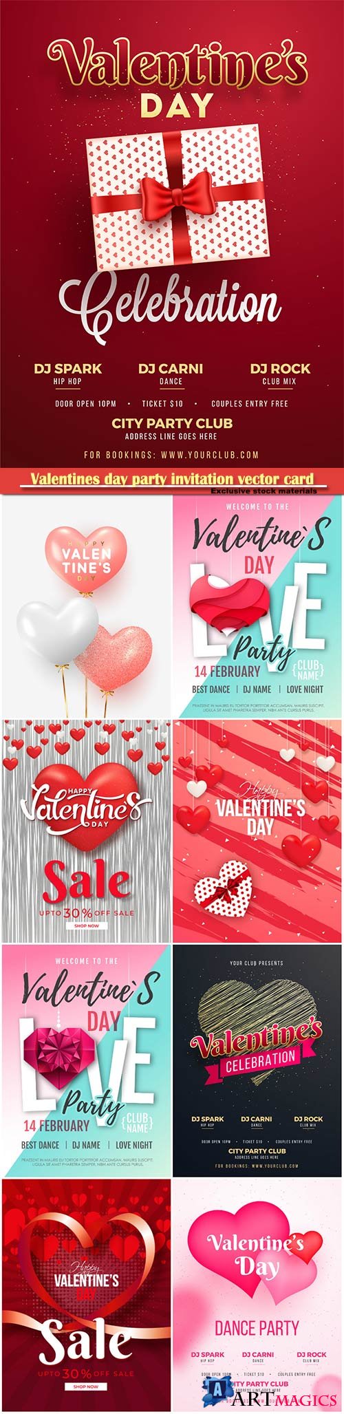 Valentines day party invitation vector card # 46