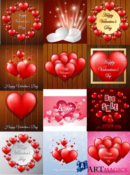      - 9 -   / Romantic heart backgrounds - 9 - Vector Graphics 