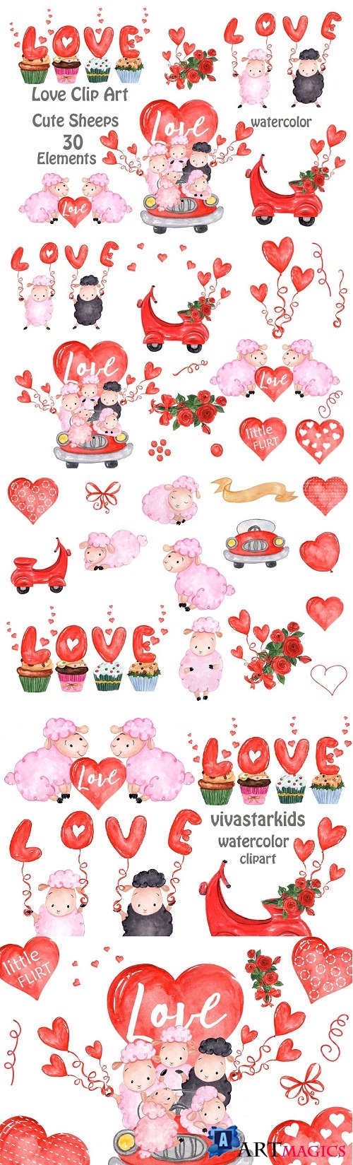 Valentine's Day Cute sheep clipart - 2183619