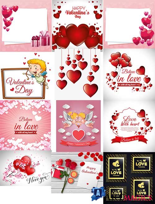     - 10 -   / Romantic heart backgrounds - 10 - Vector Graphics 