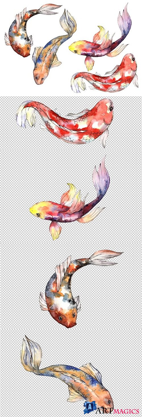 Fairy Goldfish Watercolor png - 3475499