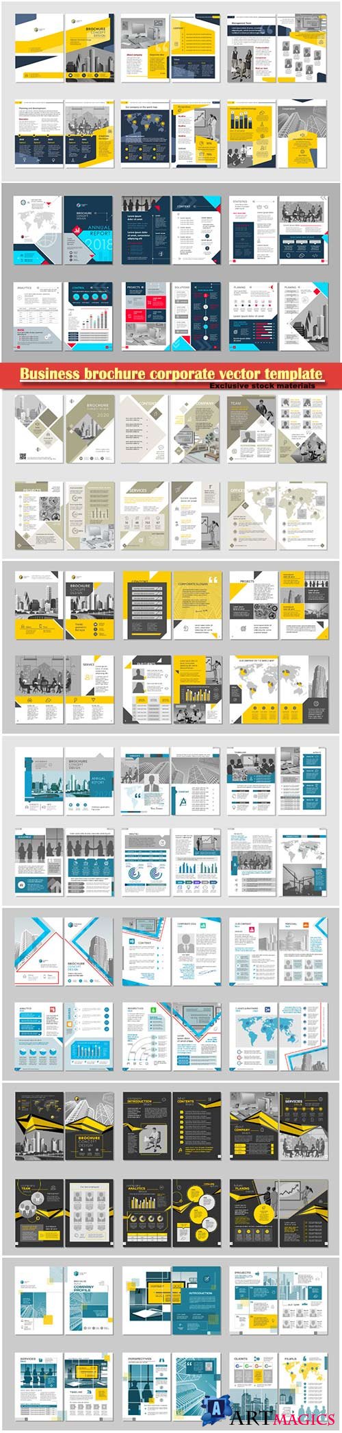 Business brochure corporate vector template, magazine flyer mockup # 27