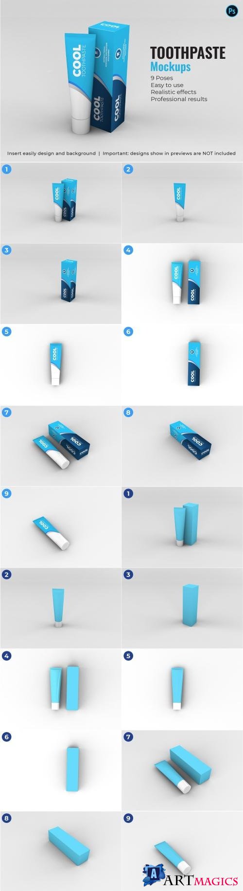 Toothpaste Mockups - 9 Poses - 3340924