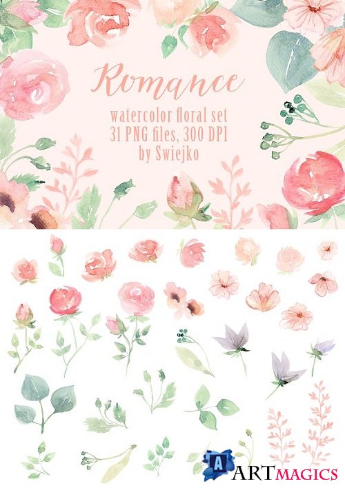 Romantic Floral Clipart set - 1122957