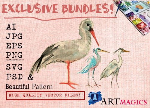 Stork Watercolor Set