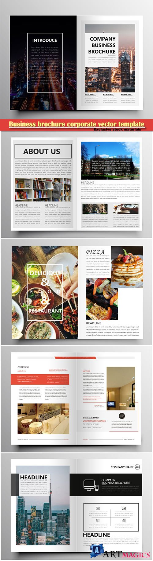 Business brochure corporate vector template, magazine flyer mockup # 30