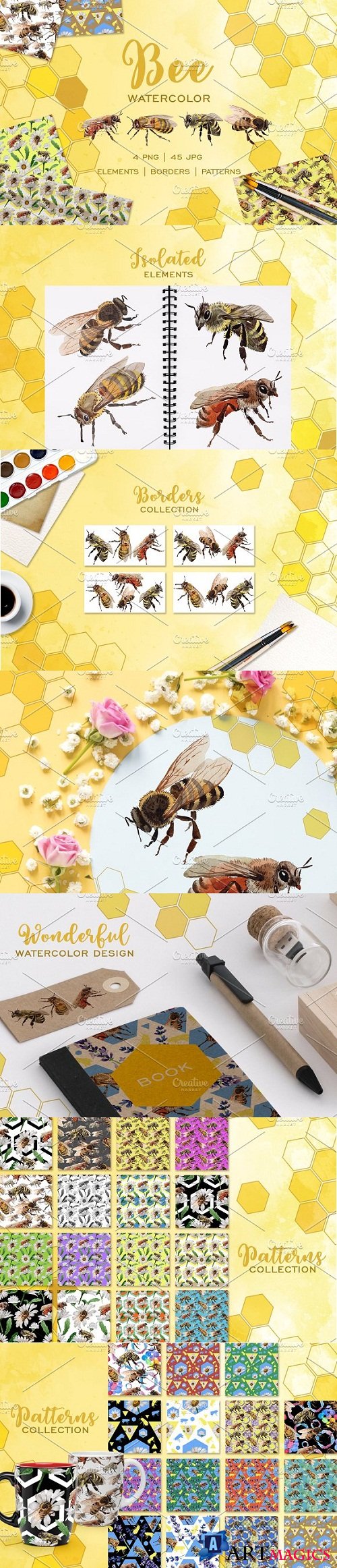Bee Watercolor png - 3493635