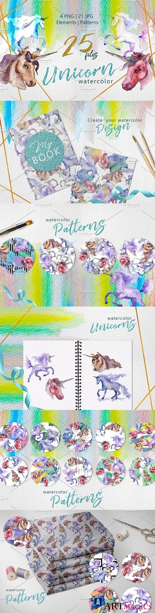 Unicorn Masterpiece Watercolor png - 3493363