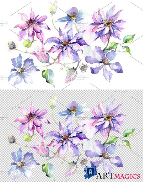 Branch of gentle purple flowers - 3497163