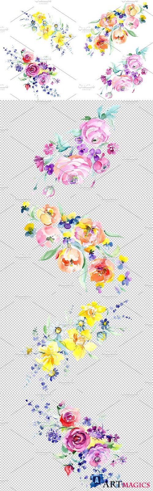 Bouquet Freshness Watercolor png - 3497945