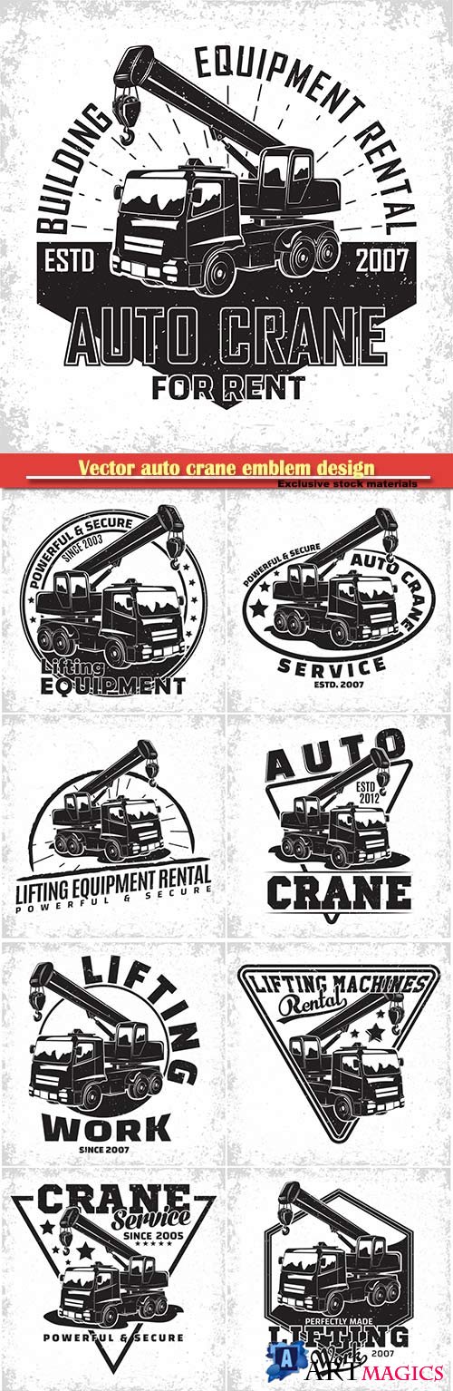 Vector auto crane emblem design