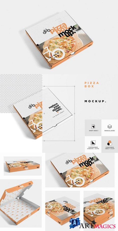 5 Pizza Box Mockups - 3476239