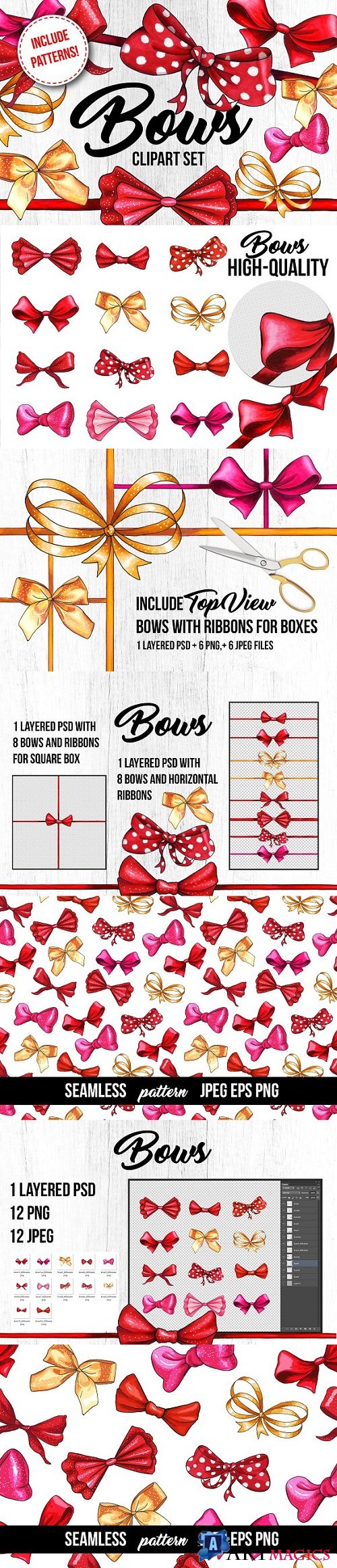 Bows and Ribbons Marker Clipart - 3371003