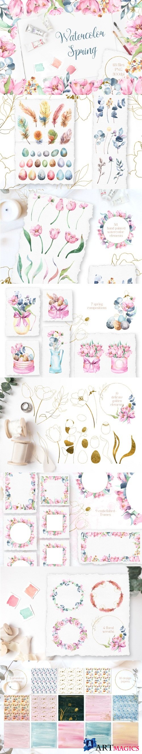 Watercolor Spring floral collection