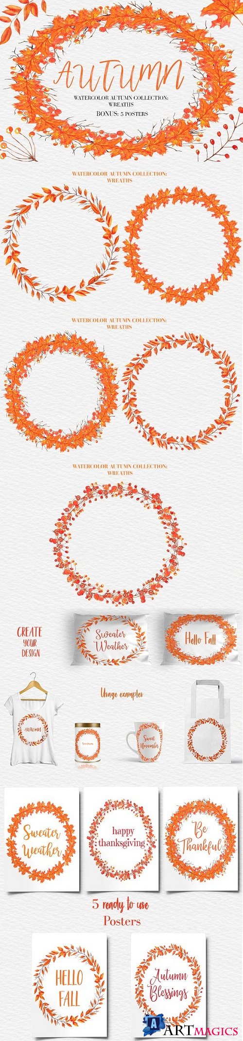 Autumn Wreaths Clipart - 2199346