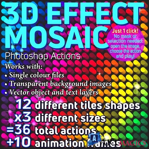 3D Effect Mosaic Photoshop Actions 23159000