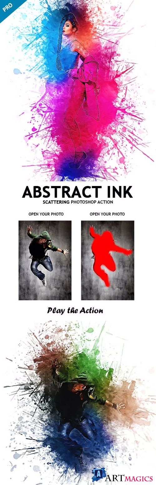 Abstract Ink Scattering Photoshop Action 23158410