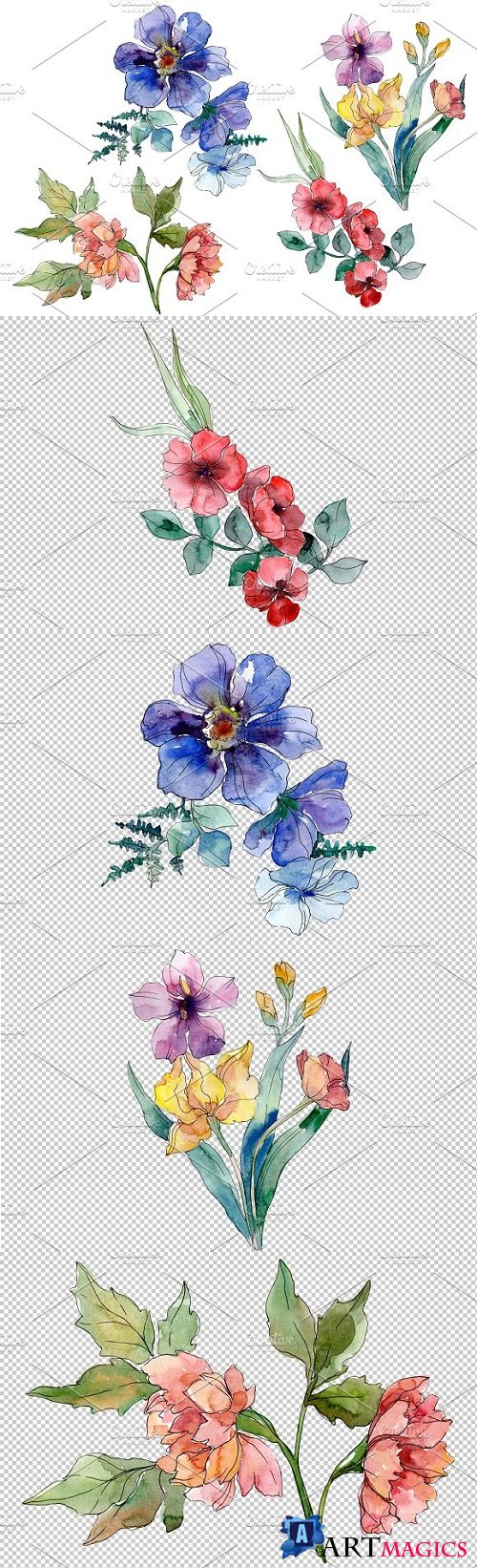 Wildflowers Watercolor png  - 3507690