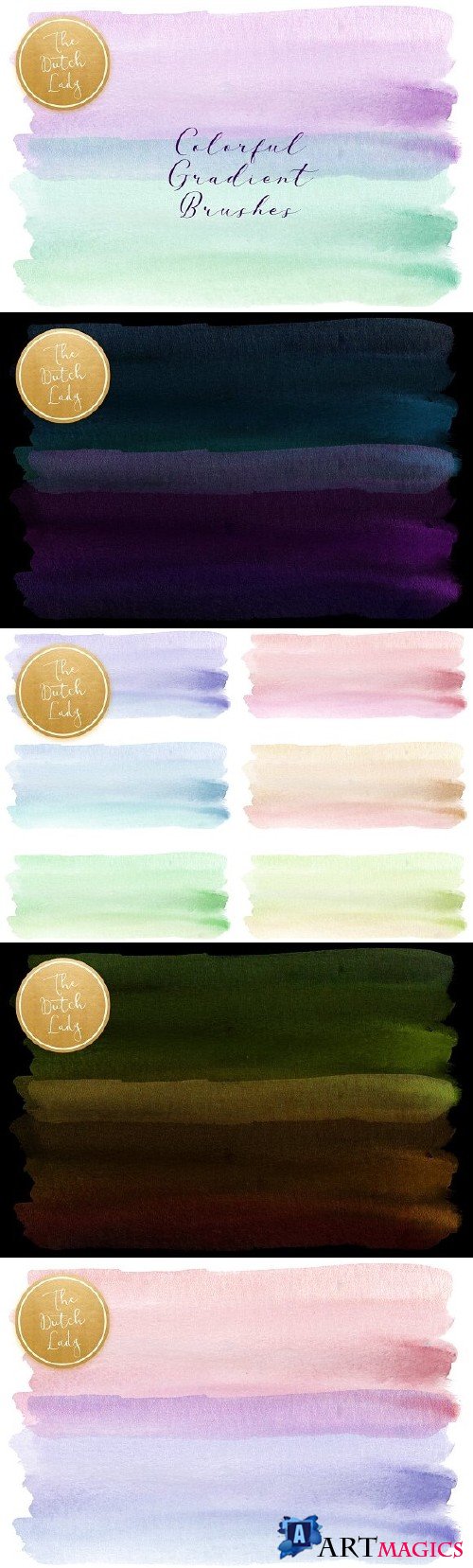 Colorful Gradient Watercolor Brushes - 3516896