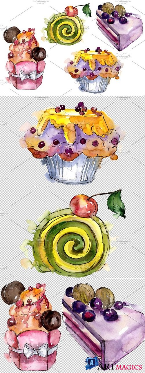 Dessert dream Watercolor png - 3533071