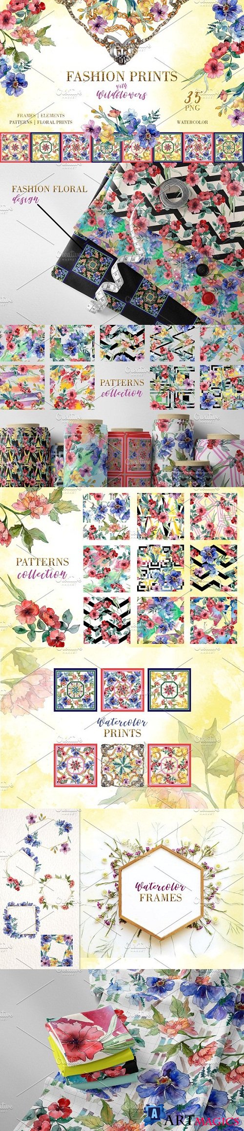 Fashion prints with Wildflowers - 3536669