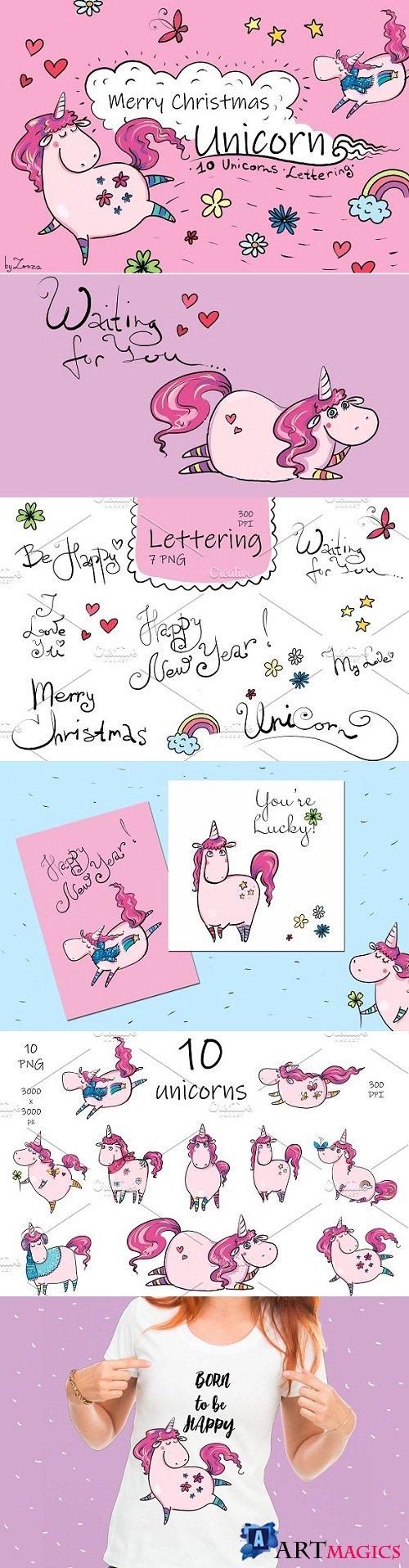 Merry Christmas Unicorn - clip-art - 3027963