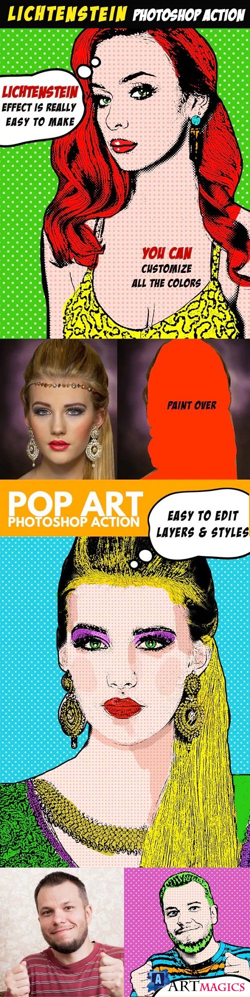 Pop Art Photoshop Action (Lichtenstein Effect) 23208482