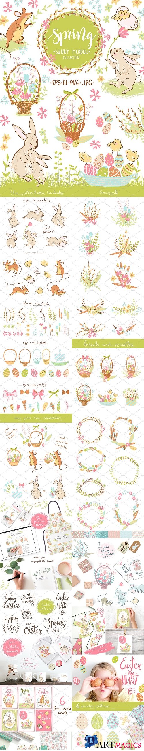 Spring meadow graphic set - 2331542