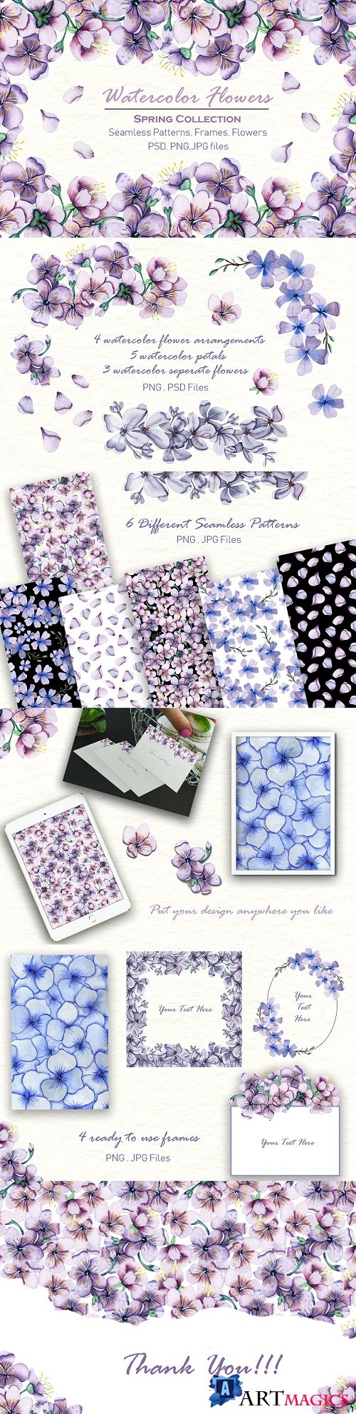 Watercolor Flowers Spring Collection - 3534155