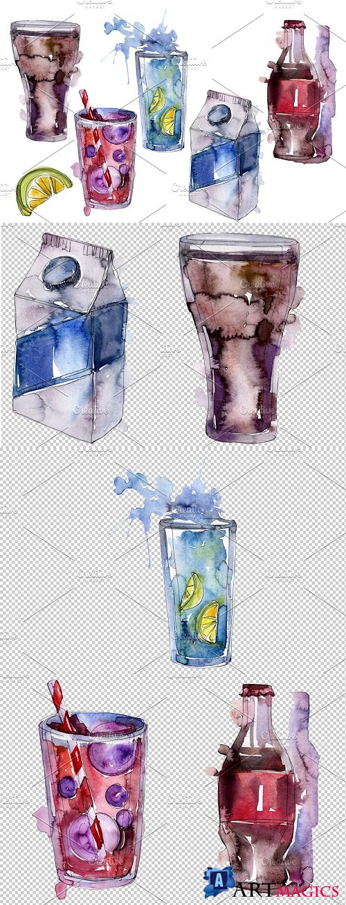 Gin Drinks Watercolor png - 3546742