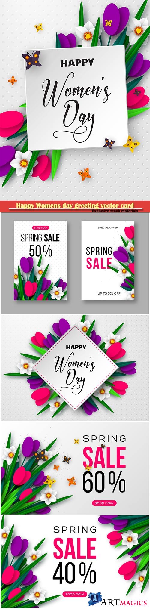 Happy Womens day floral greeting vector card design # 3