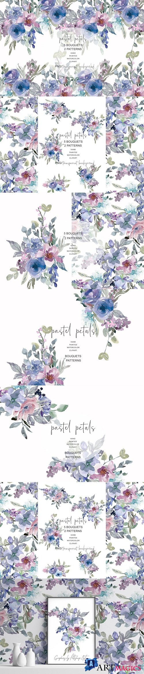 Watercolor Pastel Florals & Patterns - 3417793