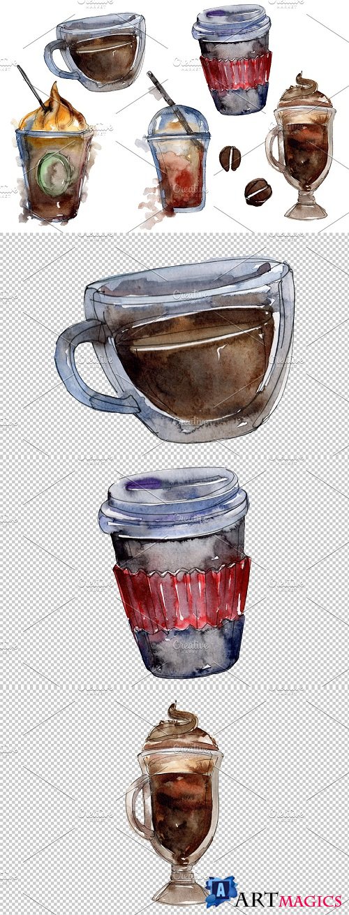 Drinks Coffee Watercolor png - 3553708