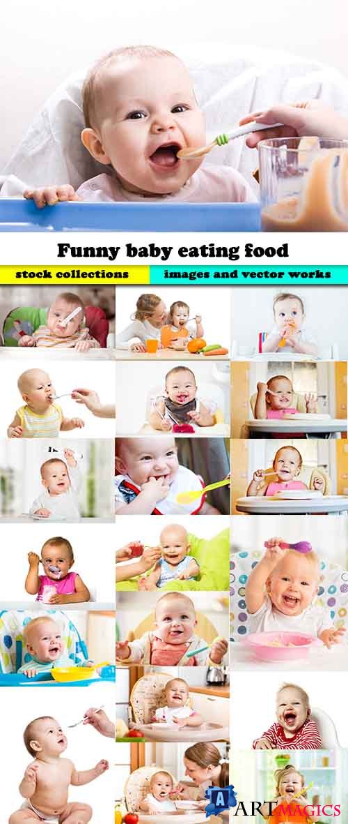 Funny baby eating