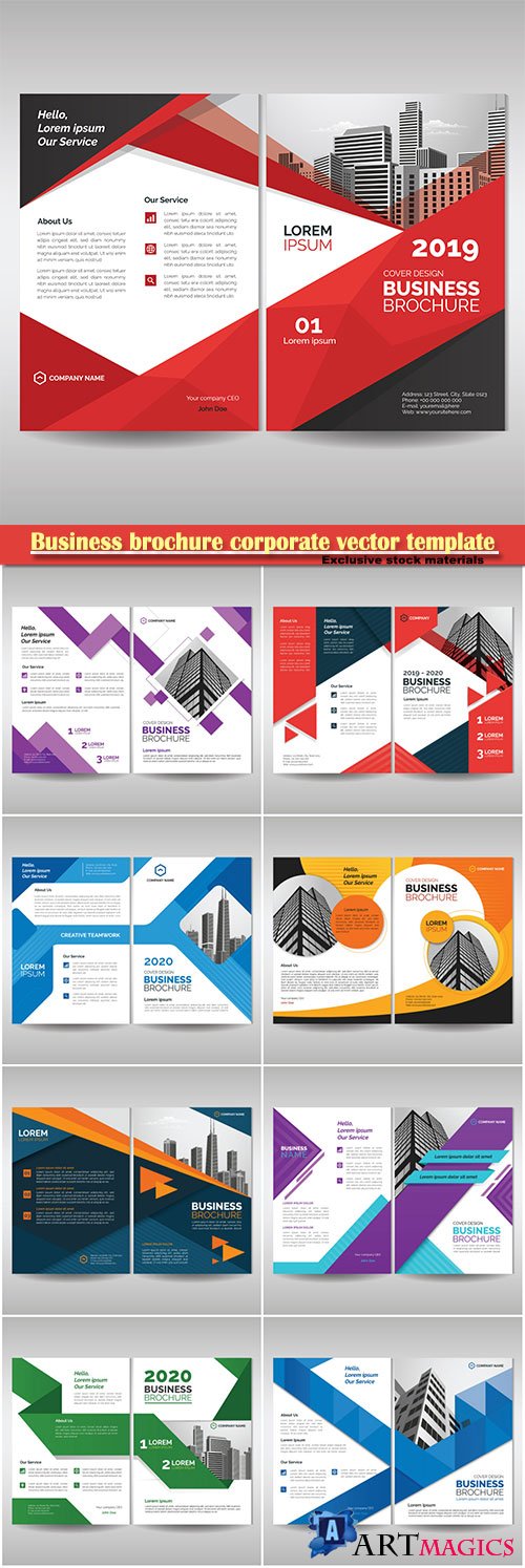 Business brochure corporate vector template, magazine flyer mockup # 43