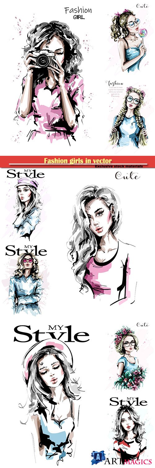 Fashion girls in vector
