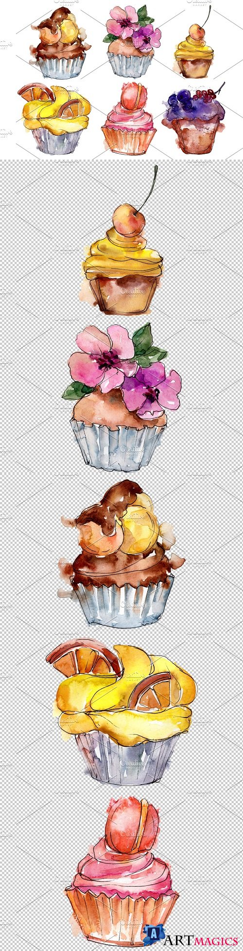 Dessert friday Watercolor png - 3568196