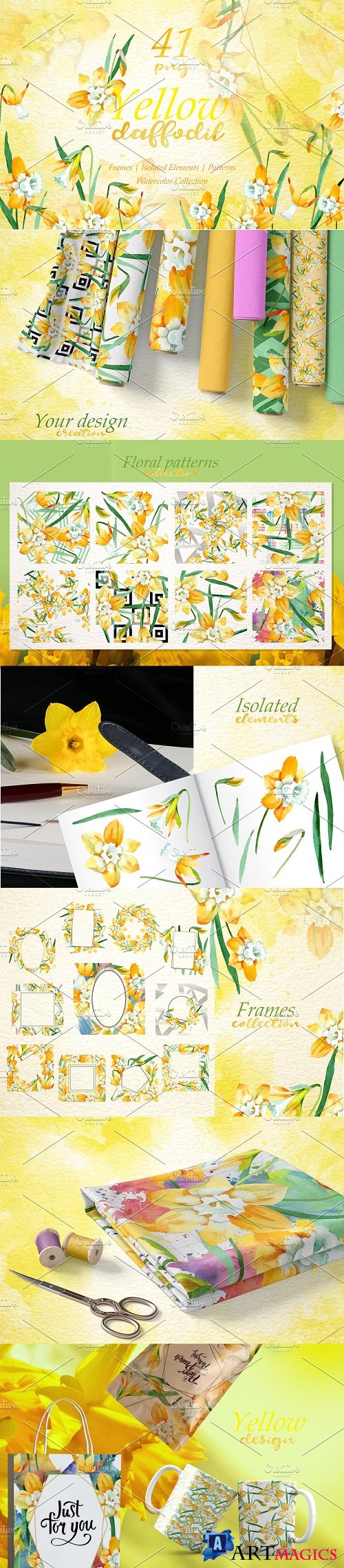 Yellow daffodil Watercolor png - 3570586