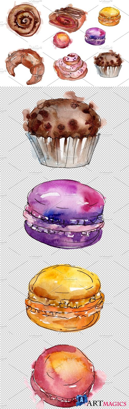 Dessert Provence Watercolor png - 3567660