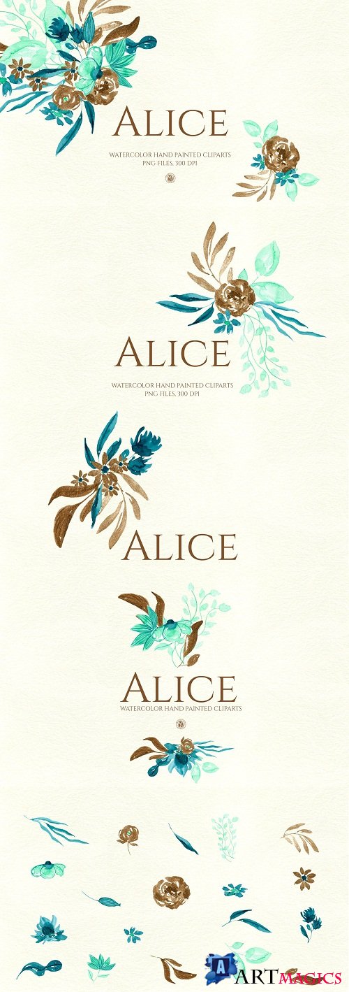 Alice  watercolor flowers - 3557706
