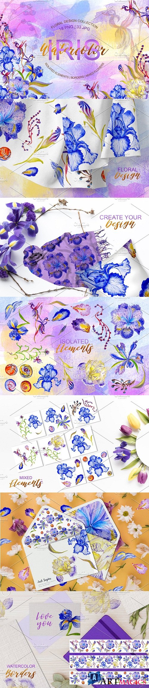 Iris blue Watercolor png - 3571714