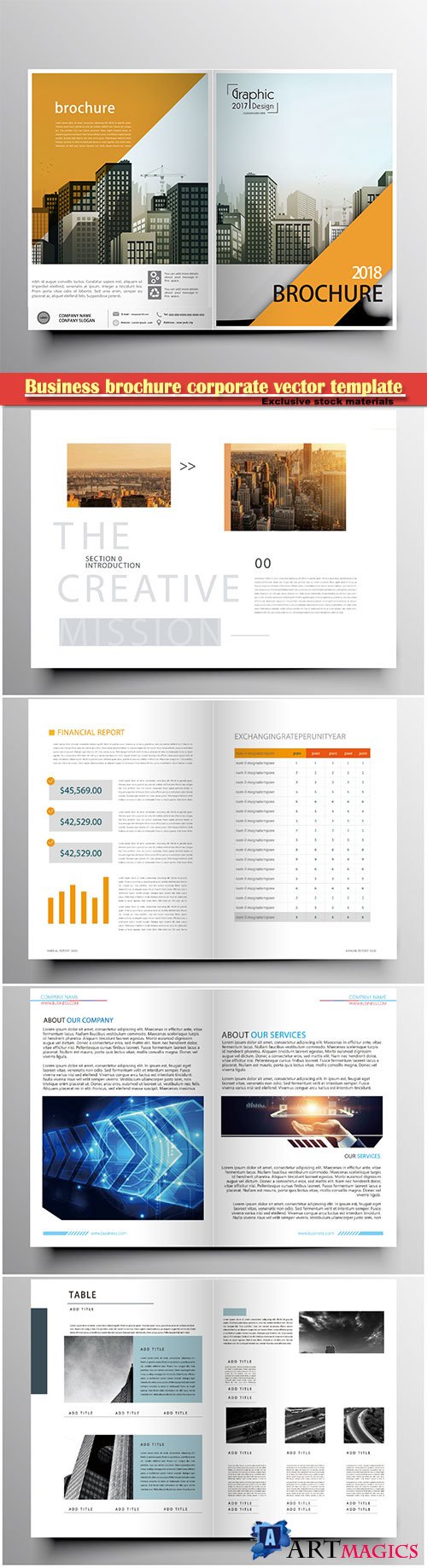 Business brochure corporate vector template, magazine flyer mockup # 53